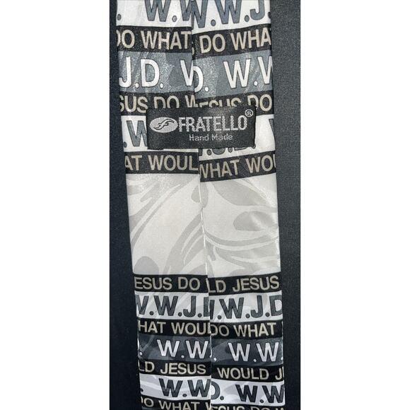 Fratello Men’s “What Would Jesus Do “ Poly Hand Made Tie - Picture 2 of 4